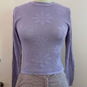 Zara lavender open weave long sleeve top